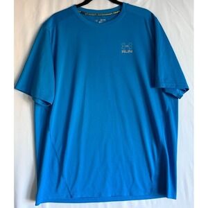 Under Armour Run T Shirt Men 2XL Blue Performance Short‎ Sleeve 100% Polyester